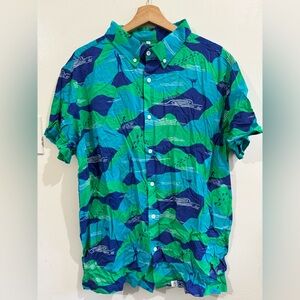 Breakfast Vibrant Blue and Green Men's Casual Shirt